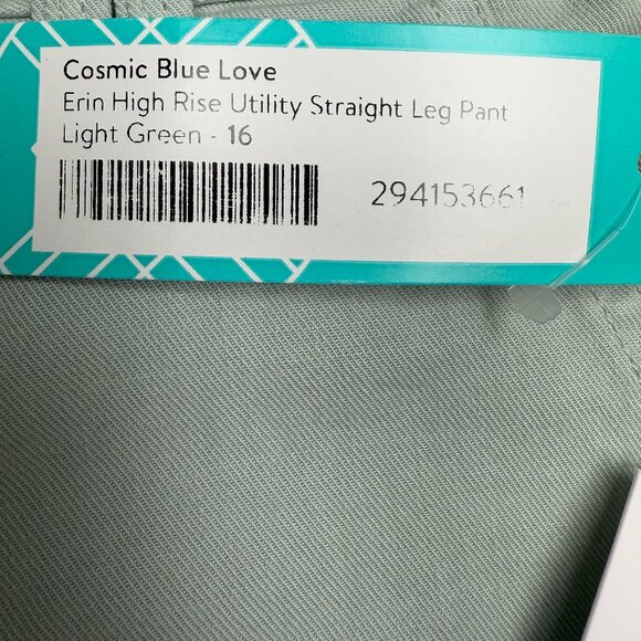 NWT Women's COSMIC BLUE LOVE Erin High Rise Utility Straight Leg Pants- Sz 16/33 - Picture 11 of 14